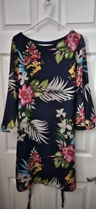 F&F Half Sleeve Blue Floral Midi Dress, Size 10 - Picture 1 of 13