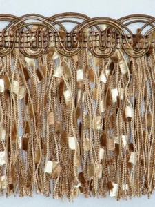 20 Yards - 4.25" Elegant Confetti Lace Tassel Fringe Trim Brown Wholesale - Picture 1 of 2