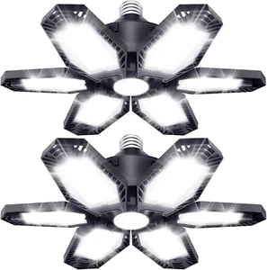 2 Pack LED Garage Lights, 150W Deformable Ceiling Light, 15000LM 6500K - Picture 1 of 12