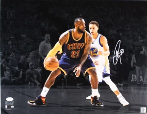 STEPHEN CURRY SIGNED AUTOGRAPHED 16X20  PHOTO WARRIORS LEBRON JAMES JSA COA - Picture 1 of 3