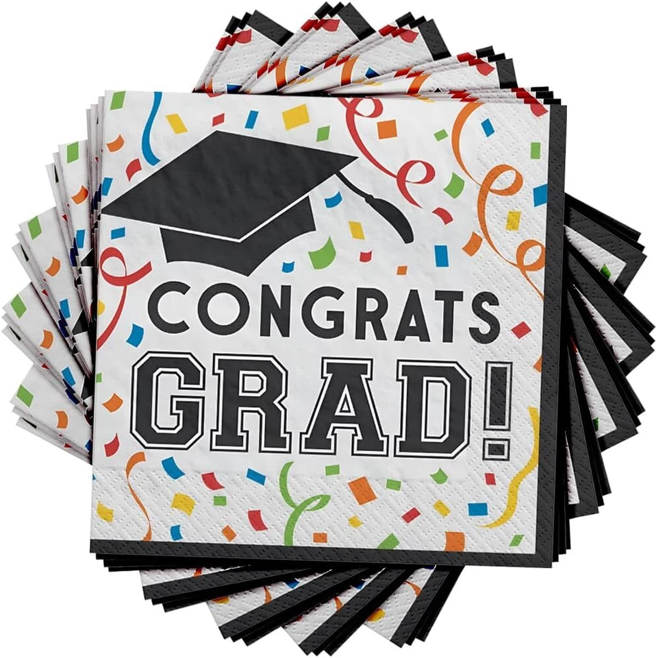 No More Books School Graduation Theme Party Paper Luncheon Napkins - Image 1 of 1