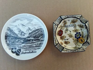 Souvenirs Ashtray Plate Interlaken Switzerland Baveno Italy Ceramic Porcelain - Picture 1 of 2