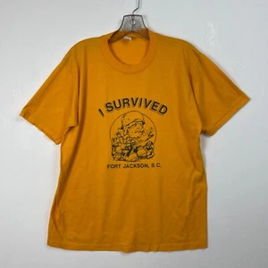 Vintage I Survived Fort Jackson, S.C. T- Shirt Unisex Top Yellow Size Large - Picture 1 of 5
