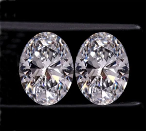 Loose CVD Diamond Pair 0.68 Ct Oval , D Color, 5 x 4 mm, Clarity IF , Certified - Picture 1 of 10