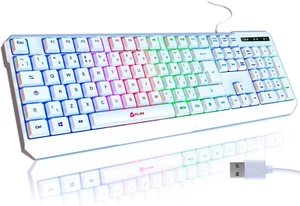 KLIM Chroma Wired Gaming Keyboard RGB Lighting Waterproof Quiet Keystroke White - Afbeelding 1 van 12