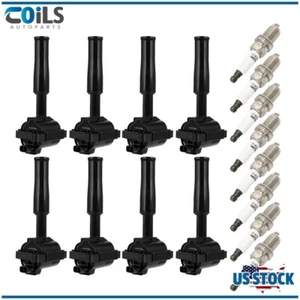 8 Ignition Coils & Iridium Spark Plugs Fit For Jaguar XK8 1997 1998 4.0L 2-Pin - Picture 1 of 23
