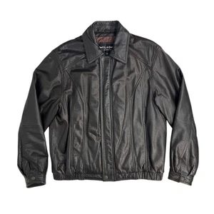 Chaqueta vintage de cuero Wilson para hombre talla L marrón oscuro con cremallera broches de presión años 90 Thinsulate - Imagen 1 de 24
