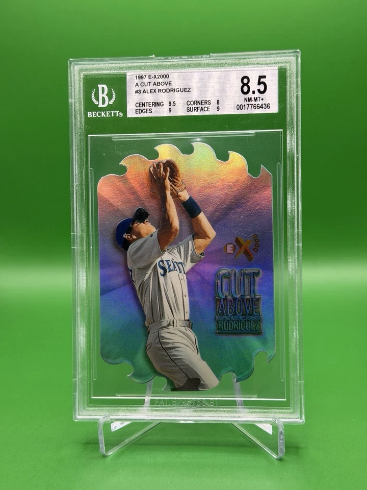 1997 Fleer Skybox E-X2000 ALEX RODRIGUEZ A CUT ABOVE Die-Cut SSP #3 of 10 BGS 9 - Image 1 of 2