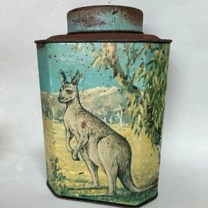 *Vintage 1930's Bushells Tea Tin Caddy Kangaroo Koala Emu Kookaburra - Picture 1 of 11