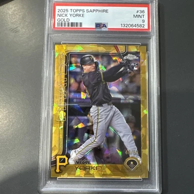 2025 Topps Chrome Sapphire Nick Yorke #36 Gold Refractor /50 PSA 9 Pirates - Image 1 of 2