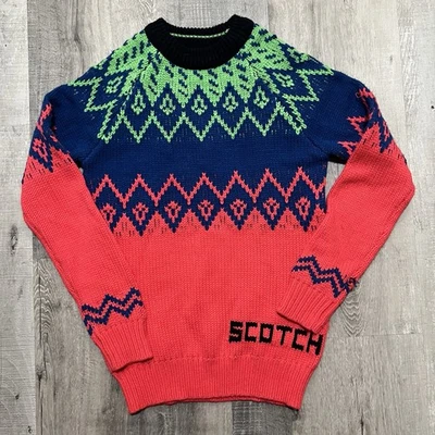 Suéter Scotch And Soda Monsanto Rosa/Azul Acrílico Tejido Pull Over Fair Isle Talla S Foto 1 de 4