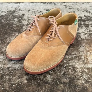 Scarpe da sella vintage unisex in pelle marrone basso e camoscio taglia 8 (m) taglia 10 (w) - Foto 1 di 8