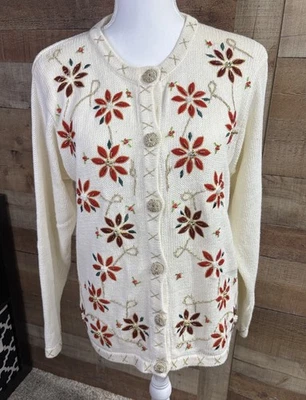 Cárdigan para mujer vintage In Resource M flor de pascua con cuentas lentejuelas vacaciones Foto 1 de 4