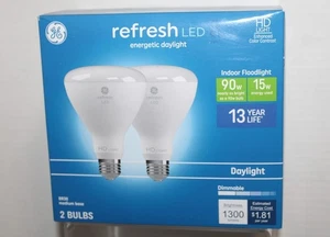 GE Refresh 90w Repl LED HD Bulbs BR30 Medium Base Indoor Flood Daylight 2-Pack - Picture 1 of 4