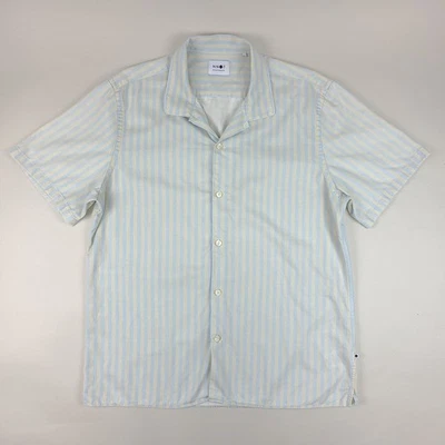 Camisa NN07 Para Hombres XXL Azul Crema Rayas Mileada Cuello de Campamento Sin Nacionalidad Foto 1 de 4