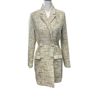 Jason Wu Tweed Blazer Mantel Minikleid Gr. 2 Creme Zweireiher Boucle Metallic - Bild 1 von 10