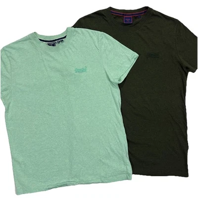 Superdry T-Shirt Lot Mens Large Soft Cotton Essentials Pair Mint Dark Green - Image 1 of 4