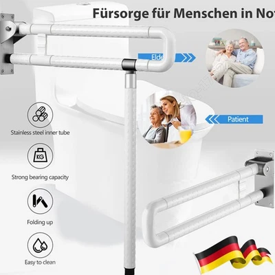 WC Toilette Stützgriff Haltegriff Klappbar Aufstehhilfe Stützklappg Edelstahl DE - Bild 1 von 4