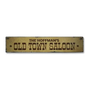 Old Town Saloon, Custom Family Name - Rustic Distressed Wood Sign - Picture 1 of 2