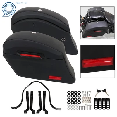 Motorcycle Hard Saddlebags Luggage Saddle Bags Kit For Kawasaki Honda Yamaha Foto 1 de 4