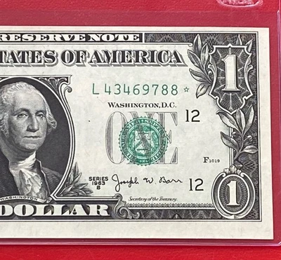 1963B STAR NOTE $1 DOLLAR BILL ( SAN FRANCISCO L ) UNCIRCULATED - Image 1 of 3