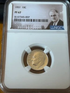 1957-P ROOSEVELT DIME NGC PROOF PF 67 Looks Cameo - Picture 1 of 4