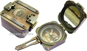 Maritim Marine Antik Massiv Messing Kelvin & Hughes 1917 Brunton Kompass - Bild 1 von 4