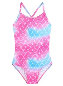 Mermaid Swimsuit for Girls Summer One Piece UPF 50+ Quick Dry Beach Bathing Suit - Picture 1 of 5