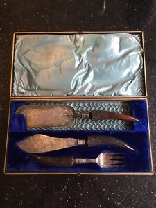 Antique Victorian 1899 Shadford Lee & Wigfull Silverplate Antler Fish Servers - Picture 1 of 12