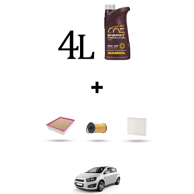 HOFFCAR Kit tagliando 3 FILTRI e 4L OLIO per Chevrolet Aveo II 1.4 74kw dal 2011 - Image 1 of 4