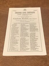 Saginaw Civic Symphony Josef Cherniavsky Charlotte Boehm 1954 Program Michigan