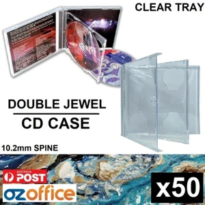 PREMIUM 50 x DOUBLE Jewel CD Case - Australian Standard Size Clear Tray CD Case - Picture 1 of 7