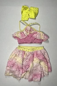 MAF Seamless Design Solo dance costume XS Child XSC Pink And Yellow - Picture 1 of 3
