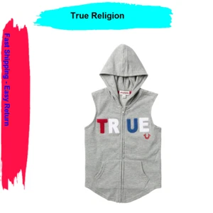 $69 True Religion Big Boys Zip Hoodie Vest HEATHER GREY size XL - Picture 1 of 2