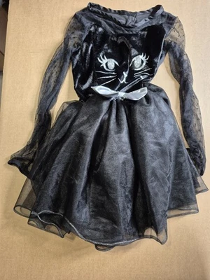 Black Cat Theme Dress w Tail Tulle Skirt Dress Halloween Cosplay Party 3T/4T - Image 1 of 4