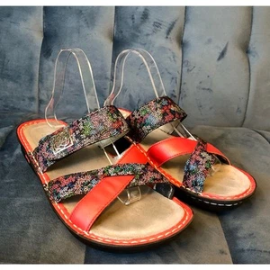 Alegria US Size 10.5-11 Victoriah Botanicool Sandal Crisscross Slide Red Floral - Picture 1 of 10