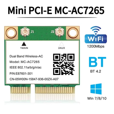 Dual Band 1200Mbps Wireless Card MC-AC7265 Bluetooth 4.2 Notebook Wlan Wifi Card - Bild 1 von 4