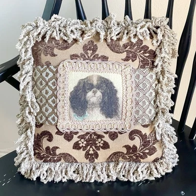 Pulvermacher Designs NYC Cavalier King Charles Spaniel Dog Throw Pillow Fringe - Image 1 of 4