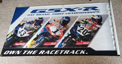 Suzuki Banner GSXR Champions Vinilo Motocicleta Deporte Super Bike Garaje 4x7 ft Foto 1 de 4