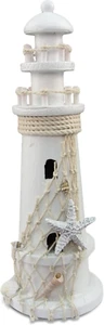 White Wooden Lighthouse Nautical Decor - Picture 1 of 12