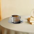 Coffee Mug Set Office with Saucer Metal Drinking Glasses