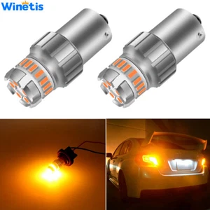 2X 1156 7506 Amber Yellow LED Turn Signal Indicator Light Bulb CANBUS BA15S P21W - Picture 1 of 8