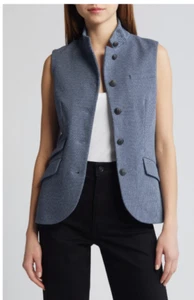 $398 New Rag & Bone Slade Jacquard Vest In Blue Multi. Size 10 - Picture 1 of 9