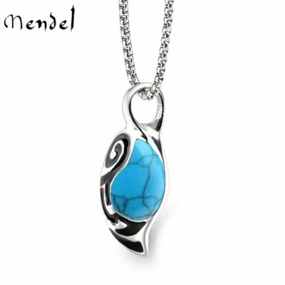 Collar colgante de piedra turquesa azul imitación MENDEL para hombre joyería de moda para hombre Foto 1 de 4
