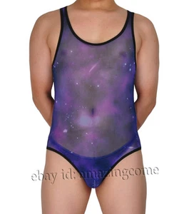 Gilet Uomo Trasparente Body Intimo Colorato Maglia Trasparente Maschio Sport Leotard - Foto 1 di 12
