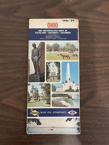 Vintage Ohio 1970-1971 Sunoco Metropolitan Map Cleveland Cincinnati Columbus - Picture 1 of 2