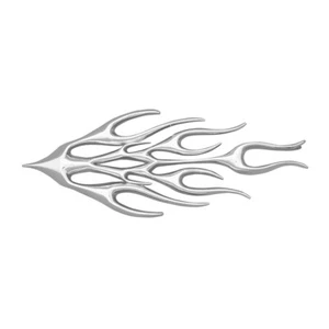 1 Custom Chrome "Flame" Adhesive 3D Emblem - Car Truck SUV Big Rig Hot Rat Rod - Picture 1 of 1