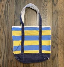 Vintage LL Bean Boat And Tote Striped Yellow Blue Bag Canvas