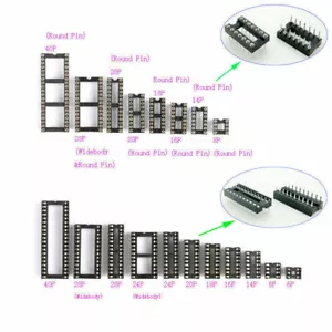 2.54mm DIP/DIL IC Sockets 6P,8P,14P,16P,18P,20P,24P,28P,40P PINs IC Chip Sockets - Picture 1 of 3