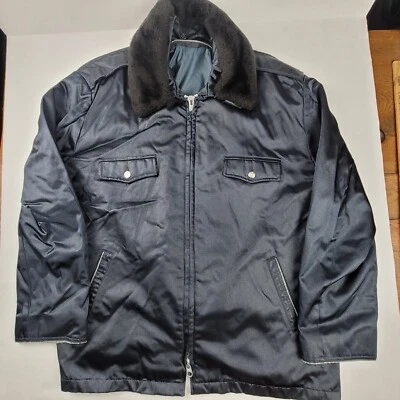 Vintage Work Uniform Jacket Mens 52 Long Navy Blue Full Zip Coat Union Made USA - Image 1 of 4